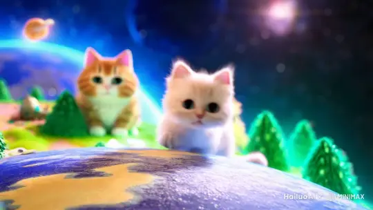 可爱 小猫  猫星球 宇宙 地球 人工智能 by Hailuo AI Video Generator