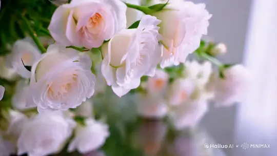 晶莹剔透的玫瑰花跳舞，画面治愈，音乐动听 by Hailuo AI Video Generator