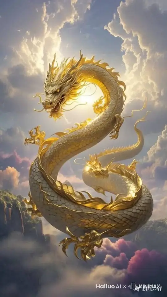龙动起来，在云层中穿梭致镜头前，镜头逐渐拉进与龙的距离，周边伴随着白色闪电 by Hailuo AI Video Generator