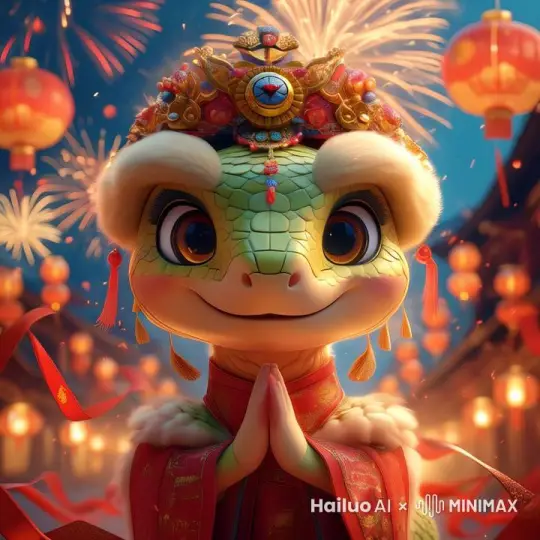 恭贺新春，拱手，开心，烟花 by Hailuo AI Video Generator