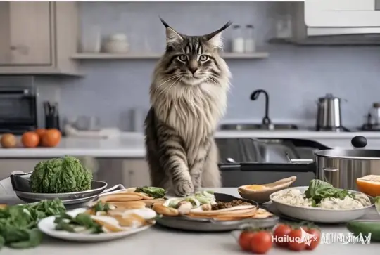 小猫在厨房拿刀切开西红柿 by Hailuo AI Video Generator