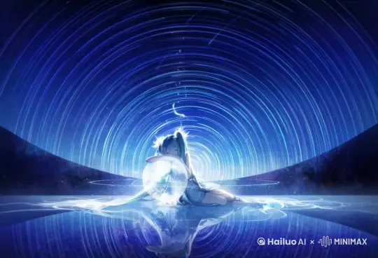 飘动的衣服和头发，寂静绚丽的星空 by Hailuo AI Video Generator