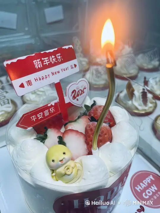 躺在蛋糕上的黄色小蛇跳起来后 在蛋糕上面跳一段舞蹈 蜡烛扭来扭去 火焰闪烁 by Hailuo AI Video Generator