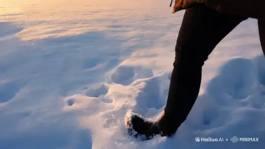  清晨的阳光洒在无垠的雪地上，闪烁着点点金光，仿佛大地披上了一层璀璨的银纱。远处的山峦在晨曦中若隐若现，像是画家笔下的一幅水墨画。脚下的雪地发出“咯吱咯吱”的声音，每一步都像是踏在柔软的棉花上。寒风夹杂着细小的雪粒，轻轻拍打在脸上，带来一丝刺骨的寒意。整个世界仿佛被按下了静音键，只有风吹过树梢的轻声细语，和脚下雪地发出的“咯吱”声，偶尔还能听到远处传来的几声鸟鸣，打破了这份宁静。深吸一口气，清新的空气夹杂着松树的清香，瞬间填满了整个肺部，仿佛连心灵都被净化了。站在这片银白的世界中，心中涌起一股莫名的喜悦和敬畏，仿佛置身于一个纯净无瑕的童话世界。

 by Hailuo AI Video Generator