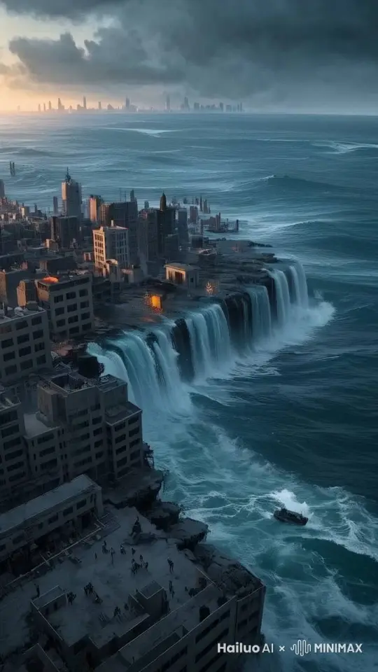 海水涌动，淹没城市 by Hailuo AI Video Generator