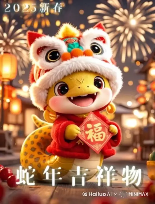 烟花冻起来，眼睛嘴巴手动起来，尾巴也动起来，嘴巴也动起来 by Hailuo AI Video Generator