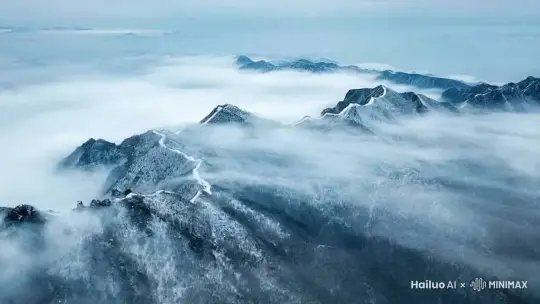 相机再向前移动，雪在下着，下的很大 by Hailuo AI Video Generator
