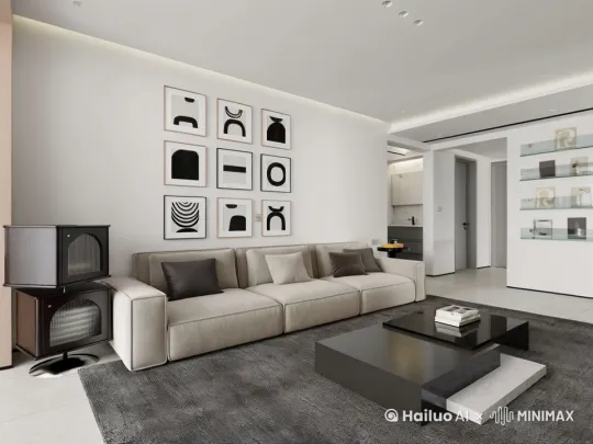 一位美女从左边走进客厅沙发 by Hailuo AI Video Generator