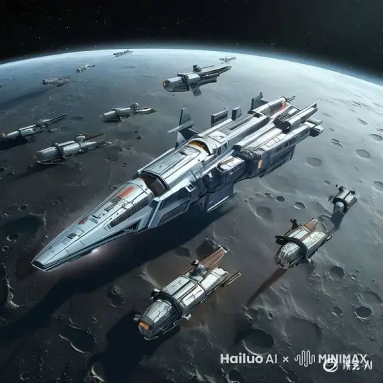 飞船飞过月球，视角移动到飞船前方，前方是地球 by Hailuo AI Video Generator