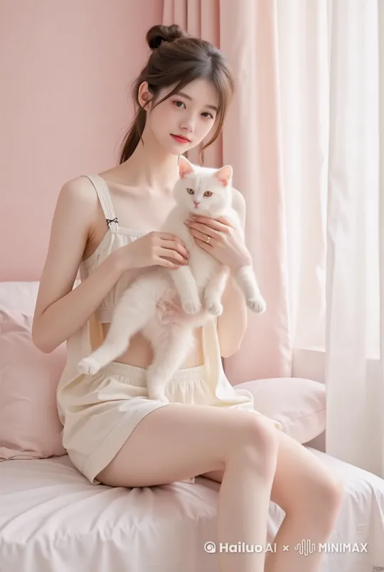 开心的和猫互动 by Hailuo AI Video Generator