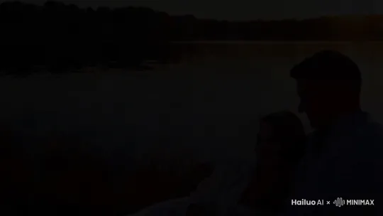 在 8k 分辨率下，镜头聚焦于一个宁静的湖泊，湖面如镜，倒映着天空中绚丽的晚霞。一对情侣坐在湖边，静静地看着夕阳西下。女人靠在男人的肩上，夕阳的余晖洒在他们的脸上,女人递给坐在旁边的男人面包,它们开心的吃起了面包
# 浪漫#梦幻#爱情#电影镜头语言#8k 画质#完美细节#视觉盛宴 by Hailuo AI Video Generator