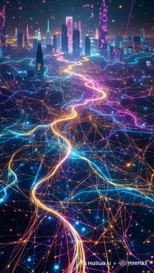Create a mesmerizing vision of a neural network taking on an abstract, artistic form. The network's pathways appear as flowing rivers of light, with vibrant colors shifting and evolving, symbolizing the constant learning of an AI model. This scene should convey both the elegance and complexity of AI, set against a backdrop of a futuristic skyline, illustrating the harmony between technology and society. Style: abstract, artistic, captivating
T2V-01
启用优化 by Hailuo AI Video Generator