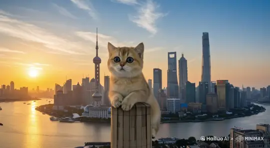 猫咪把东方明珠抱起来 by Hailuo AI Video Generator