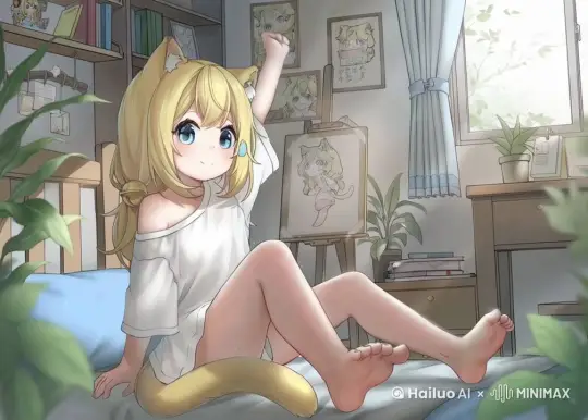刚睡醒，晃脚，耳朵尾巴晃动，阳光照耀 by Hailuo AI Video Generator