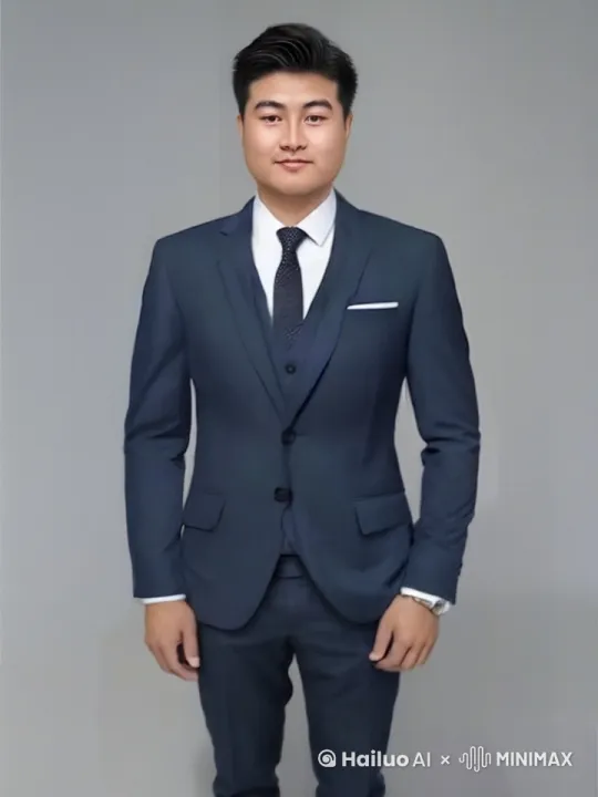 正在进行舞台演讲，嘴巴在不停的说话，同时两只手也伴有肢体说明动作 by Hailuo AI Video Generator