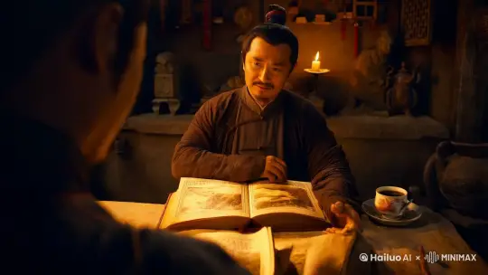 这个场景充满了古朴和神秘的氛围。书生坐在老房子里，烛光摇曳，他正专注地翻阅着《山海经》。这本书是中国古代一部充满神话和传说的经典，记录了许多奇异的生物和地理风貌。

想象一下，烛光在墙壁上投下跳动的影子，书生时而皱眉，时而微笑，仿佛被书中的故事深深吸引。桌上的茶已经凉了，但他浑然不觉，完全沉浸在《山海经》的世界里。或许他正在寻找某个神话的线索，或者在思考某个古老传说的真伪。

《山海经》分为《山经》和《海经》两部分，记载了古代中国的山川地理、神话传说、奇异生物等。书中的许多内容至今仍被学者和爱好者研究和讨论。书生或许在寻找某个特定的故事，或者在研究某个古代地理的记载。

这个场景让人不禁想象，书生是否会在某个时刻突然发现一个被遗忘的秘密，或者在烛光熄灭之前，他是否能找到他一直在寻找的答案。 by Hailuo AI Video Generator