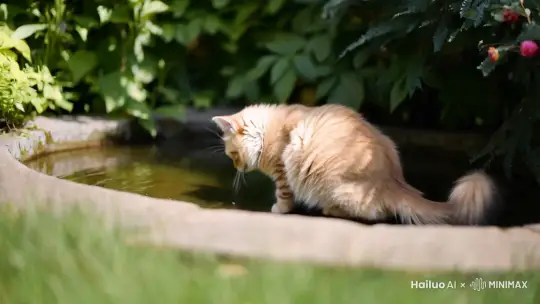 一只小猫在钓鱼 by Hailuo AI Video Generator