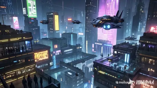 镜头前推，空中的飞船快速的飞出画面，高清，4k by Hailuo AI Video Generator
