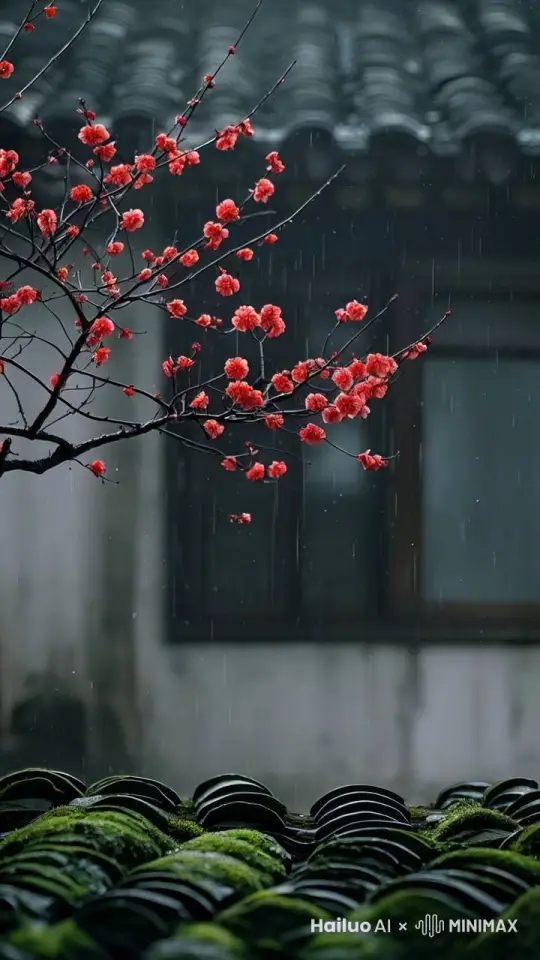 画面中的树枝微风吹动，下雨，烟雾袅袅升起 by Hailuo AI Video Generator