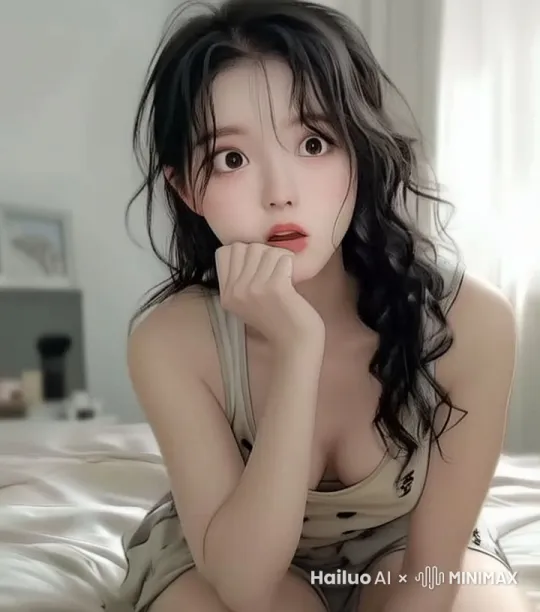 表情魅惑，微笑，胸部因为动作收到挤压变形 by Hailuo AI Video Generator