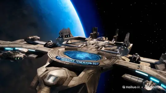 【视频标题】：星门之外：探索未知的宇宙奥秘

【视频内容】：

[场景1: 星际空间站]
镜头缓缓推进，展示出一个巨大的旋转式星际空间站。空间站外部有各种各样的飞船停靠，而空间站本身则环绕着一颗遥远的蓝色行星。随着镜头拉近，可以看到空间站上的标志：“地球联邦2087”。

[旁白]：
“在人类首次成功实现恒星际旅行后的百年，我们不仅在银河系中找到了新的家园，还建立了连接不同星球的星际交通网络。”

[场景2: 科学实验室]
切换到空间站内部的一个高科技实验室。科学家们正围绕着一个巨大的、半透明的能量球工作，这似乎是某种新型能源的核心。

[旁白]：
“这是‘量子核心’——一种能够产生几乎无限能量的技术突破，它将彻底改变我们对宇宙的理解。”

[场景3: 星门激活]
突然，警报声响起，所有人的注意力都转向了主控室的大屏幕。屏幕上显示的是一个从未见过的星门正在被激活，周围的空间开始扭曲。

[旁白]：
“但是，当我们在探索未知时，也遇到了前所未有的挑战。今天，我们将见证历史性的时刻——第一次接触来自另一个维度的存在。”

[场景4: 遇见外星文明]
通过星门，出现了一艘造型奇特的外星飞船。它的设计完全不同于人类所知的任何科技，散发着柔和的蓝光。随着双方的靠近，两个种族开始了谨慎的交流。

[旁白]：
“这次会面标志着人类与外星文明之间的首次和平对话。虽然语言不通，但我们通过数学和物理定律找到了沟通的方式。”

[场景5: 共同研究]
随着时间推移，人类科学家和外星访客开始合作进行一系列实验，试图解开宇宙中更深的秘密。他们共同开发新技术，分享知识，促进了彼此文化间的理解。

[结尾]
最后，镜头再次回到星际空间站，此时已经多了几艘外星船只。夕阳下的空间站显得更加宏伟壮丽，象征着新纪元的到来。

[旁白]：
“未来充满无限可能。当不同文明携手共进时，我们可以一起创造一个更加美好的宇宙。”

【结束语】：
感谢观看本期《星门之外》，让我们一同期待下一次的宇宙冒险！ by Hailuo AI Video Generator
