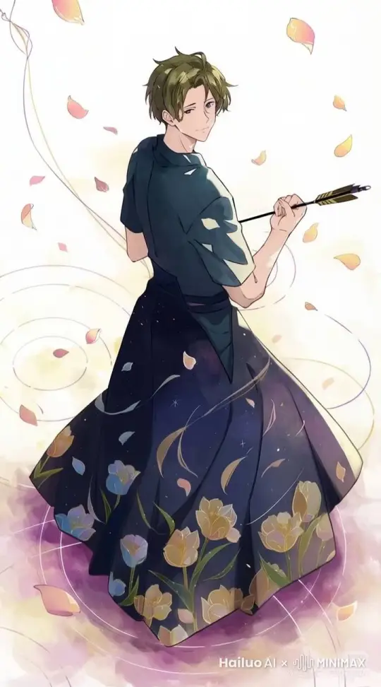 发丝轻微晃动，花瓣飘落，人物的脸注意保留原样 by Hailuo AI Video Generator