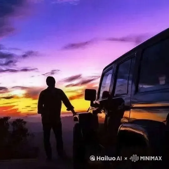 这是我和我的车照片，现在帮我生成一段 我开车走的路上 我的车突然变身变形金刚的模样的 视频 by Hailuo AI Video Generator