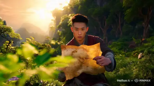 接上文：少年小明 沿着地图的指引，穿越了茂密的森林，翻过了险峻的山脉，一路上遇到了许多有趣的生物和挑战（发展）。 在冒险的过程中，小明结识了一些志同道合的伙伴，他们一起面对困难，互相帮助。 终于，他们来到了神秘岛屿。然而，等待他们的是更多的危险和谜题（高潮）。 经过一番努力，小明和他的伙伴们成功解开了岛屿的秘密，找到了珍贵的宝藏。 他们带着宝藏回到了小镇，成为了人们心目中的英雄（结局）。这个冒险故事充满了惊险刺激和友情的力量，将给观众带来无尽的遐想和感动。 by Hailuo AI Video Generator