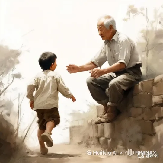 爷爷和孙子挥手孙子跑动 by Hailuo AI Video Generator