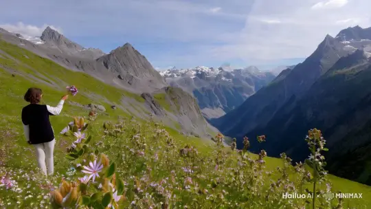 春回大地，万物复苏，山上开满了漫山遍野的野花 by Hailuo AI Video Generator