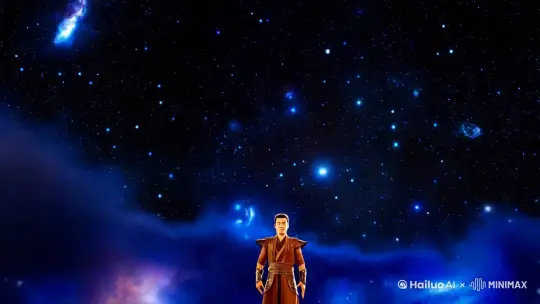 瞬的 “星云锁链”：瞬身处神秘的星空背景下，当他召唤星云锁链时，无数星光汇聚成闪耀的锁链，锁链如同有生命一般在空中飞舞，带着强大的力量攻击敌人，特效光芒璀璨夺目。高清画质、人物写真效果，特效炫酷，8K，人物表情和动作丰富，丝滑顺畅 by Hailuo AI Video Generator