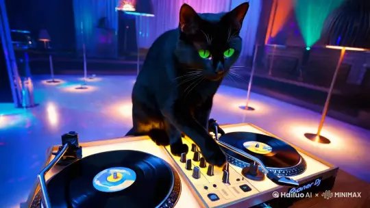猫咪是DJ by Hailuo AI Video Generator