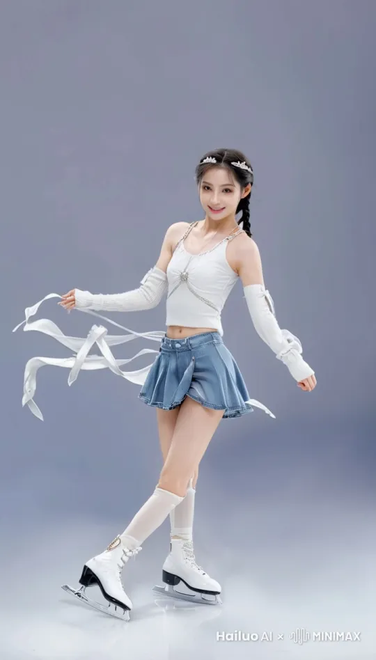 美女花样溜冰，动作一气呵成 by Hailuo AI Video Generator