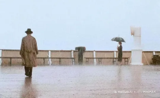 一个男人,在雨中慢慢走远 全景 by Hailuo AI Video Generator