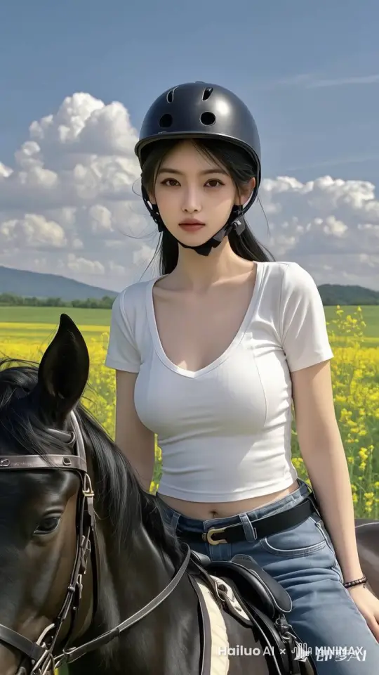 画面中的美女，自然眨眼，微风吹动头发，特别潇洒的骑马奔驰在草原上。特别飒的感觉。
主体动态呈现，动作自然流畅，环境光，符合逻辑，极致细节，镜头跟拍，超真实动态捕捉。人物脸部不变形，清晰自然，不模糊，高质量，没有瑕疵 by Hailuo AI Video Generator
