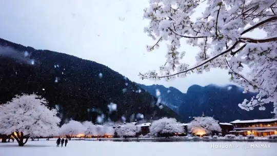 雪与冬的眷恋
 
冬日，天地被一片银白主宰。雪花自苍穹悠悠飘落，宛如一群身着素裳的精灵，在空中翩翩起舞。它们旋转、飘飞，似在演绎一场盛大而无声的告别。
 
每一片雪花都有着独特的身姿，精巧的纹路诉说着大自然的鬼斧神工。它们轻轻地落在大地上，为山川、树木、房屋披上了一层洁白的盛装。枝头的积雪，宛如盛开的梨花，在寒风中微微颤动，仿佛在与冬天低语。
 
雪花是如此眷恋冬天。它们在风中徘徊，迟迟不愿落下，想要多陪伴冬天一会儿。落在湖面的雪花，瞬间融化，化作一圈圈涟漪，那是雪花对冬天深情的吻痕。落在行人肩头的雪花，久久不愿离去，仿佛想借这短暂的停留，铭记冬天的气息。
 
而冬天，也用它的凛冽与宁静，接纳着雪花的深情。寒风呼啸，似在回应雪花的不舍，吹起地上的积雪，让它们再次在空中飞扬，像是一场重逢的欢舞。
 
当夜幕降临，月光洒在雪地上，泛起一片柔和的银辉。雪花在月色下闪烁着微光，如同点点繁星洒落人间。此时的冬天，静谧而祥和，雪花与冬天相依相伴，共同谱写着这一曲动人的恋歌，在时光的长河中，留下一段纯洁而美好的记忆。 by Hailuo AI Video Generator