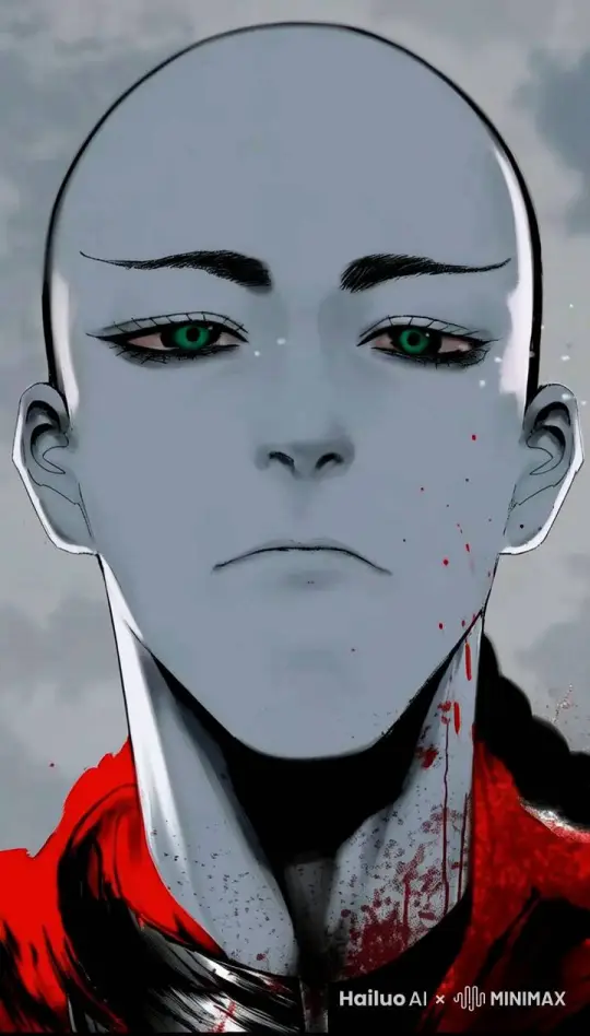 镜头拉远，男人身着将军铠甲，手持一把正在滴血的宝剑，身后红色披风随风飞舞着，背后薄雾袅袅，笼罩着大片尸体 by Hailuo AI Video Generator
