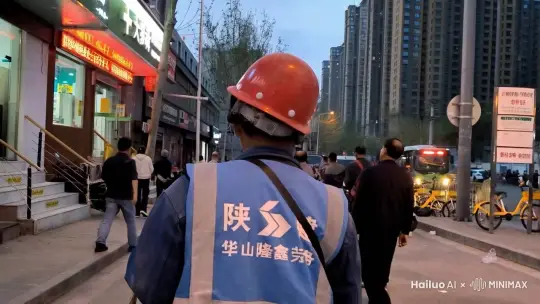 一个男人走路，左右观望 by Hailuo AI Video Generator