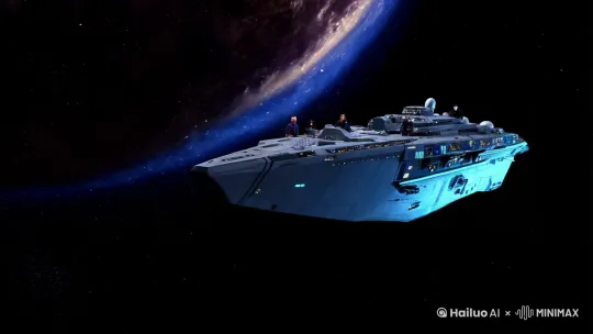 太空军舰在浩瀚宇宙中疾驰，警报声尖锐地响起。舰身周围发出刺目的蓝光，瞬间启动能量护盾。舰长紧盯着屏幕，指挥着船员们进入战斗状态。
 
突然，一群外形奇特、散发着诡异光芒的外星生物出现在视野中。它们以极快的速度朝军舰冲来，犹如一阵黑色的旋风。
 
太空军舰立即开炮，一道道能量束射向外星生物。激光炮在黑暗中闪烁，照亮了周围的空间。外星生物发出尖锐的叫声，迅速躲避着攻击。
 
其中一只体型巨大的外星生物张开了翅膀，释放出强大的能量波。军舰的护盾被击中，发出剧烈的颤抖。舰长迅速调整战术，指挥着舰炮不断地攻击。
 
与此同时，外星生物们也发起了猛烈的反击。它们发射出一道道神秘的光线，如同闪电般划过夜空。太空军舰的船体被击中，冒出滚滚浓烟。
 
在激烈的战斗中，船员们毫不退缩，紧密配合。他们操控着各种武器，对外星生物展开了猛烈的攻击。
 
随着战斗的持续，太空军舰逐渐占据了上风。外星生物的攻击开始减弱，它们的数量也在不断减少。
 
最终，太空军舰成功击退了外星生物。船员们欢呼雀跃，庆祝着胜利。太空军舰继续在宇宙中航行，守护着人类的安全。 by Hailuo AI Video Generator