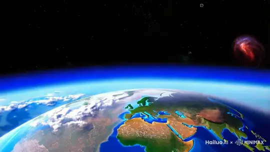 站在外太空看地球被外星人的攻击毁灭 by Hailuo AI Video Generator