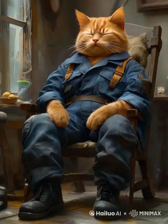 猫静静地闭眼休息，环绕镜头 by Hailuo AI Video Generator