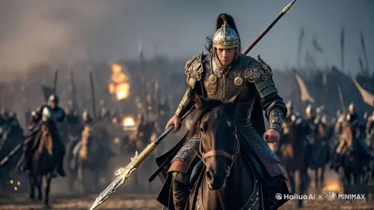 战国大将军骑着马带领着千军万马，浩浩荡荡。 by Hailuo AI Video Generator