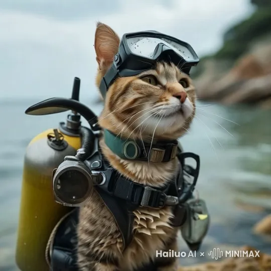 这只猫开口说话说，我要下去抓鲸鱼 by Hailuo AI Video Generator