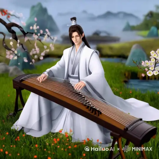 男子用手拨动琴弦 by Hailuo AI Video Generator