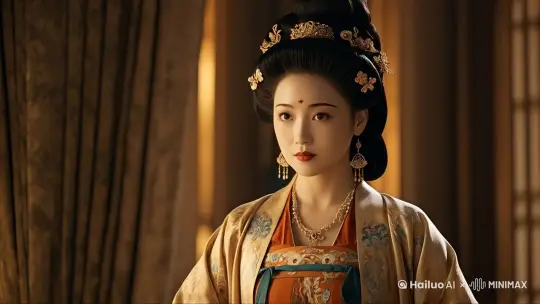 画面中的女人，微笑着，对着镜头举手打招呼，然后转身离去，视角拉远，镜头跟随 by Hailuo AI Video Generator