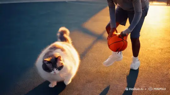 胖猫和科比一起打球 by Hailuo AI Video Generator