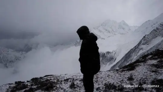 暴雪天气，白雪皑皑的群山 by Hailuo AI Video Generator