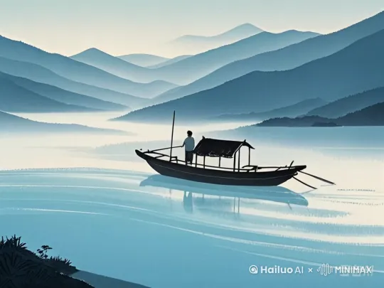 让水流动起来，船跟着水的流动前行 by Hailuo AI Video Generator