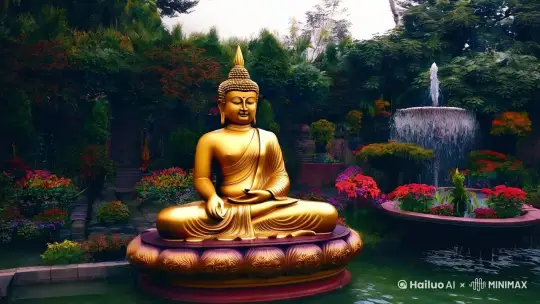 佛祖降临，保佑你全家2025年平平安安健健康康顺顺利利，每天都有好心情 by Hailuo AI Video Generator