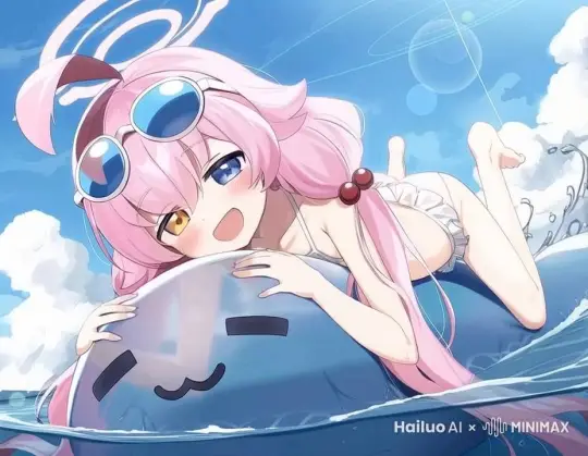 女孩头发飘动，前景的画飘动，有花边飘落，眨眼 by Hailuo AI Video Generator